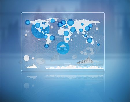 Futuristic screen with the world map and statistics Stock Photo - Budget Royalty-Free & Subscription, Code: 400-06876053