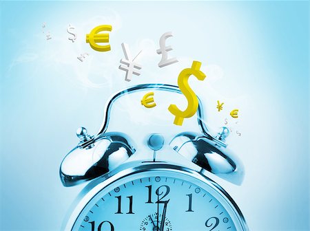 simsearch:400-06876570,k - Time is money in blue with yellow currency concept Stock Photo - Budget Royalty-Free & Subscription, Code: 400-06876533