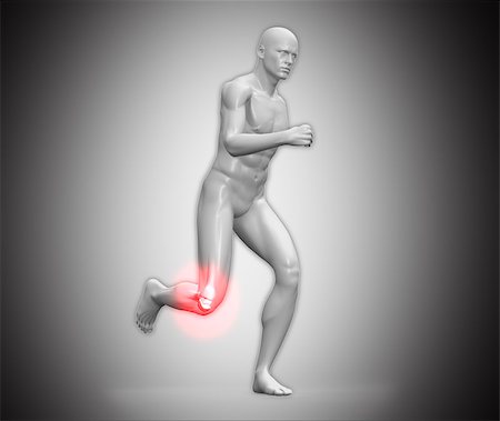 skeleton of how people form - Grey human figure running with highlighted ankle on grey background Stock Photo - Budget Royalty-Free & Subscription, Code: 400-06876616