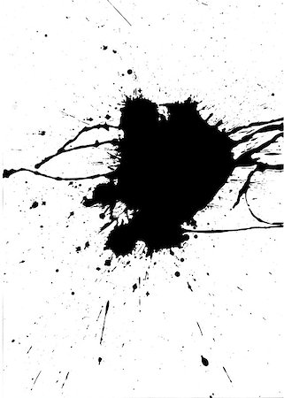 simsearch:400-06876703,k - Black paint messy splash on white background Foto de stock - Royalty-Free Super Valor e Assinatura, Número: 400-06876707