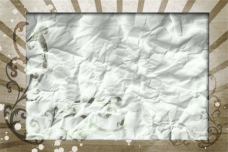 Beige art nouveau style design with crumpled paper copy space and white paint drops Stock Photo - Budget Royalty-Free & Subscription, Code: 400-06876754