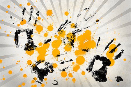 simsearch:400-06876781,k - White and grey linear pattern with black hand prints and yellow paint splashes Foto de stock - Royalty-Free Super Valor e Assinatura, Número: 400-06876752