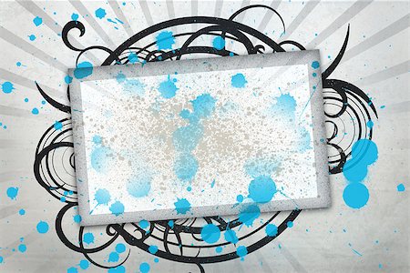 simsearch:400-06876787,k - Blank screen with black artistic frame and blue paint splashes Foto de stock - Super Valor sin royalties y Suscripción, Código: 400-06876776