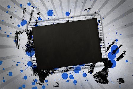 simsearch:400-06876753,k - Black copy space with black hand prints and blue paint splashes Photographie de stock - Aubaine LD & Abonnement, Code: 400-06876787