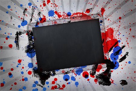 simsearch:400-06876753,k - Black copy space with black hand prints and red and blue paint splashes on linear pattern Photographie de stock - Aubaine LD & Abonnement, Code: 400-06876788