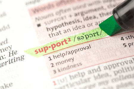 simsearch:400-06877039,k - Support definition highlighted in green in the dictionary Foto de stock - Royalty-Free Super Valor e Assinatura, Número: 400-06876907