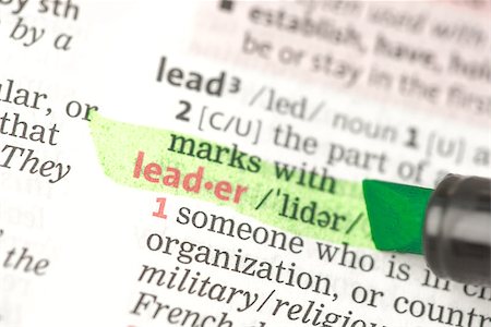 simsearch:400-06876933,k - Leader definition highlighted in green in the dictionary Foto de stock - Super Valor sin royalties y Suscripción, Código: 400-06876947