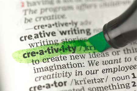 simsearch:400-06877039,k - Creativity definition highlighted in green in the dictionary Foto de stock - Royalty-Free Super Valor e Assinatura, Número: 400-06876961