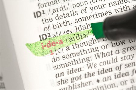 simsearch:400-06877039,k - Idea definition highlighted in green in the dictionary Foto de stock - Royalty-Free Super Valor e Assinatura, Número: 400-06877018