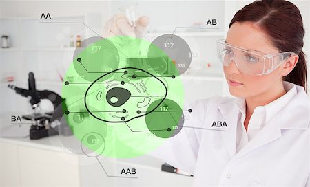 picture for futuristic biotechnology - Chemist examining green cell interface in the lab Stock Photo - Budget Royalty-Free & Subscription, Code: 400-06877755