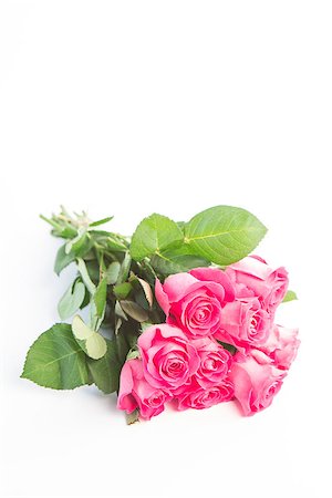 simsearch:400-06877945,k - Bouquet of pink roses on a white table Stock Photo - Budget Royalty-Free & Subscription, Code: 400-06877844