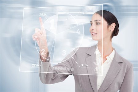 statistics - Businesswoman using nice transparent futuristic interface  with her fingertip Foto de stock - Super Valor sin royalties y Suscripción, Código: 400-06878196