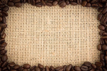 Frame of coffee beans on burlap sack Stock Photo - Budget Royalty-Free & Subscription, Code: 400-06878382