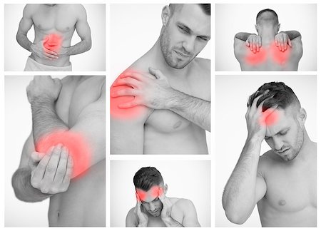 Pictures representing man having pain at several part of body Stock Photo - Budget Royalty-Free & Subscription, Code: 400-06878648