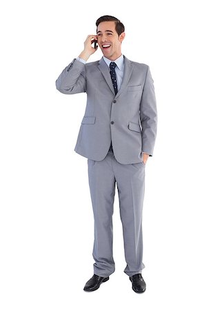 simsearch:400-07141019,k - Businessman laughing while he is on the phone on white background Stockbilder - Microstock & Abonnement, Bildnummer: 400-06878933