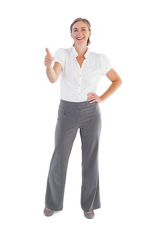 simsearch:400-06883455,k - Businesswoman showing her thumb up on white background Photographie de stock - Aubaine LD & Abonnement, Code: 400-06878969