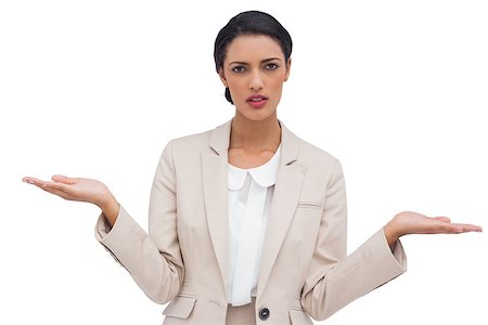 simsearch:400-07464688,k - Confused attractive businesswoman on white background Photographie de stock - Aubaine LD & Abonnement, Code: 400-06879103