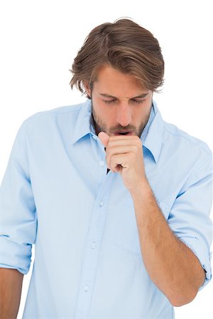 Tanned man coughing on white background Stock Photo - Budget Royalty-Free & Subscription, Code: 400-06879626