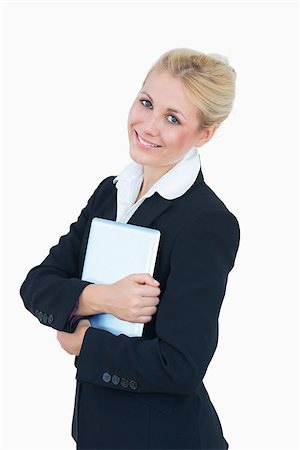 simsearch:400-06802290,k - Portrait of young business woman with digital tablet over white background Stock Photo - Budget Royalty-Free & Subscription, Code: 400-06871020