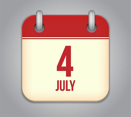 simsearch:400-07266650,k - Vector calendar app icon 4 july Photographie de stock - Aubaine LD & Abonnement, Code: 400-06871411