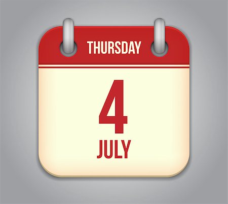 simsearch:400-07266650,k - Vector calendar app icon 4 july Photographie de stock - Aubaine LD & Abonnement, Code: 400-06871413
