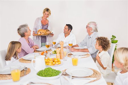 Family watching the roast turkey for dinner Stock Photo - Budget Royalty-Free & Subscription, Code: 400-06871577