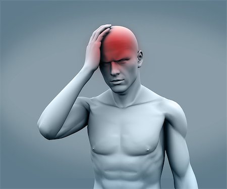Digital human with highlighted headache Stock Photo - Budget Royalty-Free & Subscription, Code: 400-06872986
