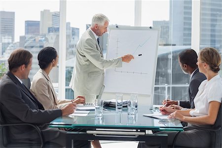 simsearch:400-06879262,k - Businessman pointing at a growing chart during a meeting with people listening to him Stock Photo - Budget Royalty-Free & Subscription, Code: 400-06884478