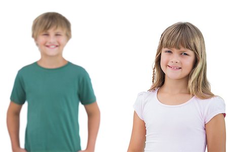 simsearch:400-06885115,k - Happy little boy and girl on white background Photographie de stock - Aubaine LD & Abonnement, Code: 400-06885047