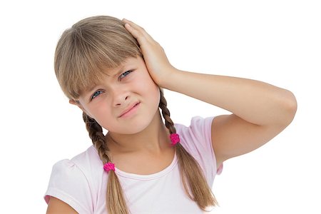 simsearch:400-06885104,k - Little girl suffering from earache on white background Stock Photo - Budget Royalty-Free & Subscription, Code: 400-06885114