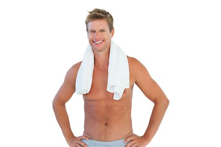 simsearch:400-06885881,k - Shirtless man standing with hands on hips on white background Photographie de stock - Aubaine LD & Abonnement, Code: 400-06885801