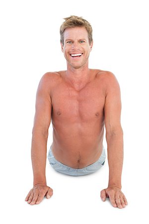 simsearch:400-06885881,k - Handsome man doing fitness exercises on white background Photographie de stock - Aubaine LD & Abonnement, Code: 400-06885839