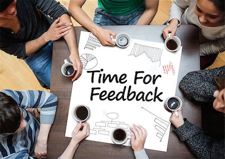 Time for feedback written on a poster with drawings of charts during a brainstorm Stock Photo - Budget Royalty-Free & Subscription, Code: 400-06886068