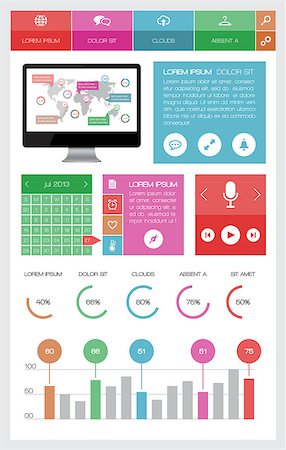 simsearch:400-06867961,k - Ui, infographics and web elements including flat design. EPS10 vector illustration. Stock Photo - Budget Royalty-Free & Subscription, Code: 400-06886872