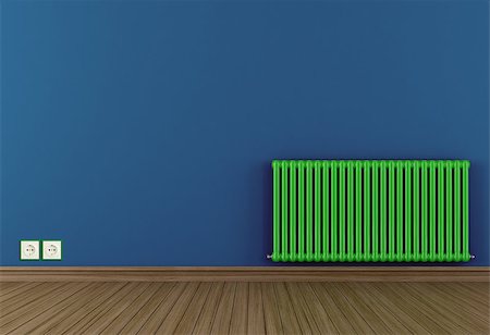 Green empty room with hot water radiator - rendering Stock Photo - Budget Royalty-Free & Subscription, Code: 400-06886997