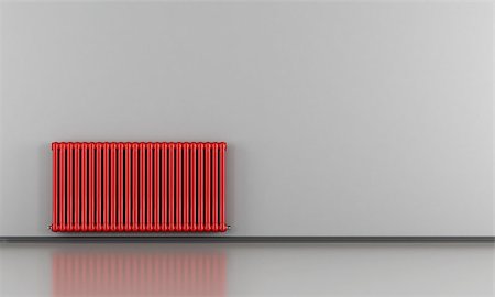 radiador - Red empty room with hot water radiator - rendering Foto de stock - Super Valor sin royalties y Suscripción, Código: 400-06887003