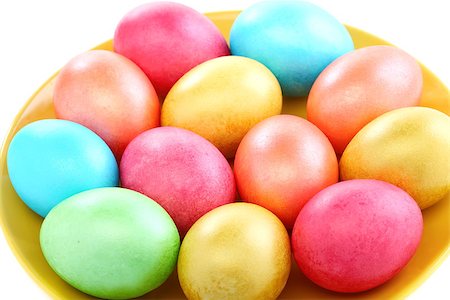 simsearch:400-04992703,k - Colorful Easter eggs a yellow plate close-up. Stock Photo - Budget Royalty-Free & Subscription, Code: 400-06887202