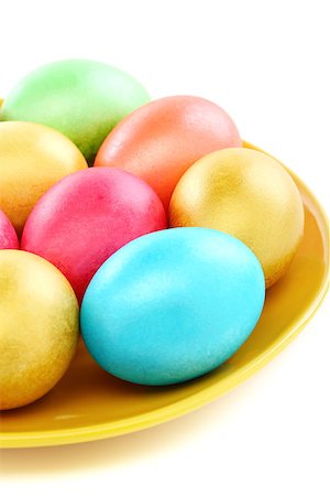 simsearch:400-04992703,k - Colorful Easter eggs a yellow plate close-up. Stock Photo - Budget Royalty-Free & Subscription, Code: 400-06887203