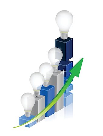business graph with idea bulbs in top. illustration design Stock Photo - Budget Royalty-Free & Subscription, Code: 400-06887482