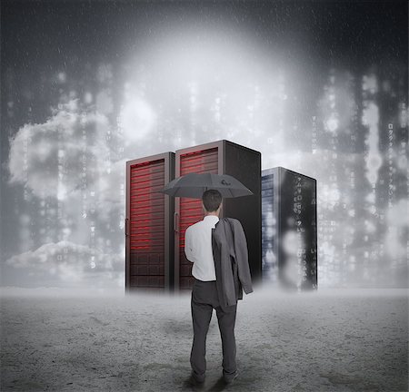 simsearch:6109-07601593,k - Businessman looking at red servers with falling matrix Foto de stock - Super Valor sin royalties y Suscripción, Código: 400-06889511