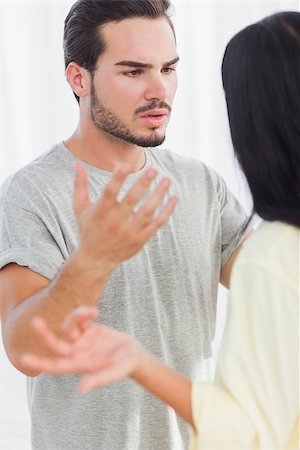 Couple has dispute together in bedroom Stock Photo - Budget Royalty-Free & Subscription, Code: 400-06889732