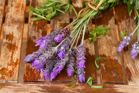 simsearch:400-05372314,k - Freshly picked and washed lavender on wooden table Stockbilder - Microstock & Abonnement, Bildnummer: 400-06880832