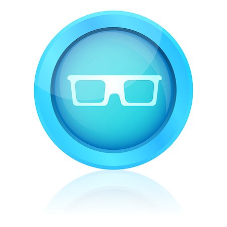 simsearch:400-07632086,k - Blue shiny glasses icon with reflection Stock Photo - Budget Royalty-Free & Subscription, Code: 400-06881023