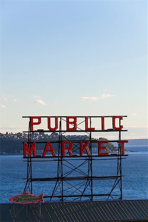 Seattle Public Market Sign, Pike Place Market, Seattle WA, USA Stock Photo - Budget Royalty-Free & Subscription, Code: 400-06881494