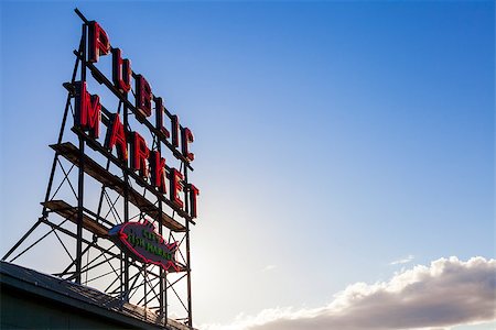 public market - Seattle Public Market Sign, Pike Place Market, Seattle WA, USA Foto de stock - Super Valor sin royalties y Suscripción, Código: 400-06881490