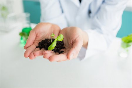 soil testing - Woman holding soil and plants at the laboratory Stock Photo - Budget Royalty-Free & Subscription, Code: 400-06882040