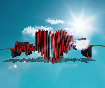 Drawn heart rate line in the bright blue sky Stock Photo - Budget Royalty-Free & Subscription, Code: 400-06882537