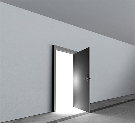 simsearch:400-06882578,k - Door open showing bright white light shining in a dull grey room Stock Photo - Budget Royalty-Free & Subscription, Code: 400-06882684