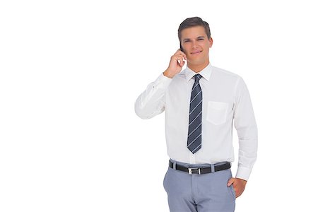 simsearch:400-07139155,k - Happy businessman on the phone on white background Stock Photo - Budget Royalty-Free & Subscription, Code: 400-06883738
