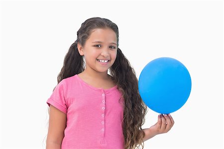 simsearch:400-06890095,k - Little girl holding blue balloon on white background Stock Photo - Budget Royalty-Free & Subscription, Code: 400-06890086